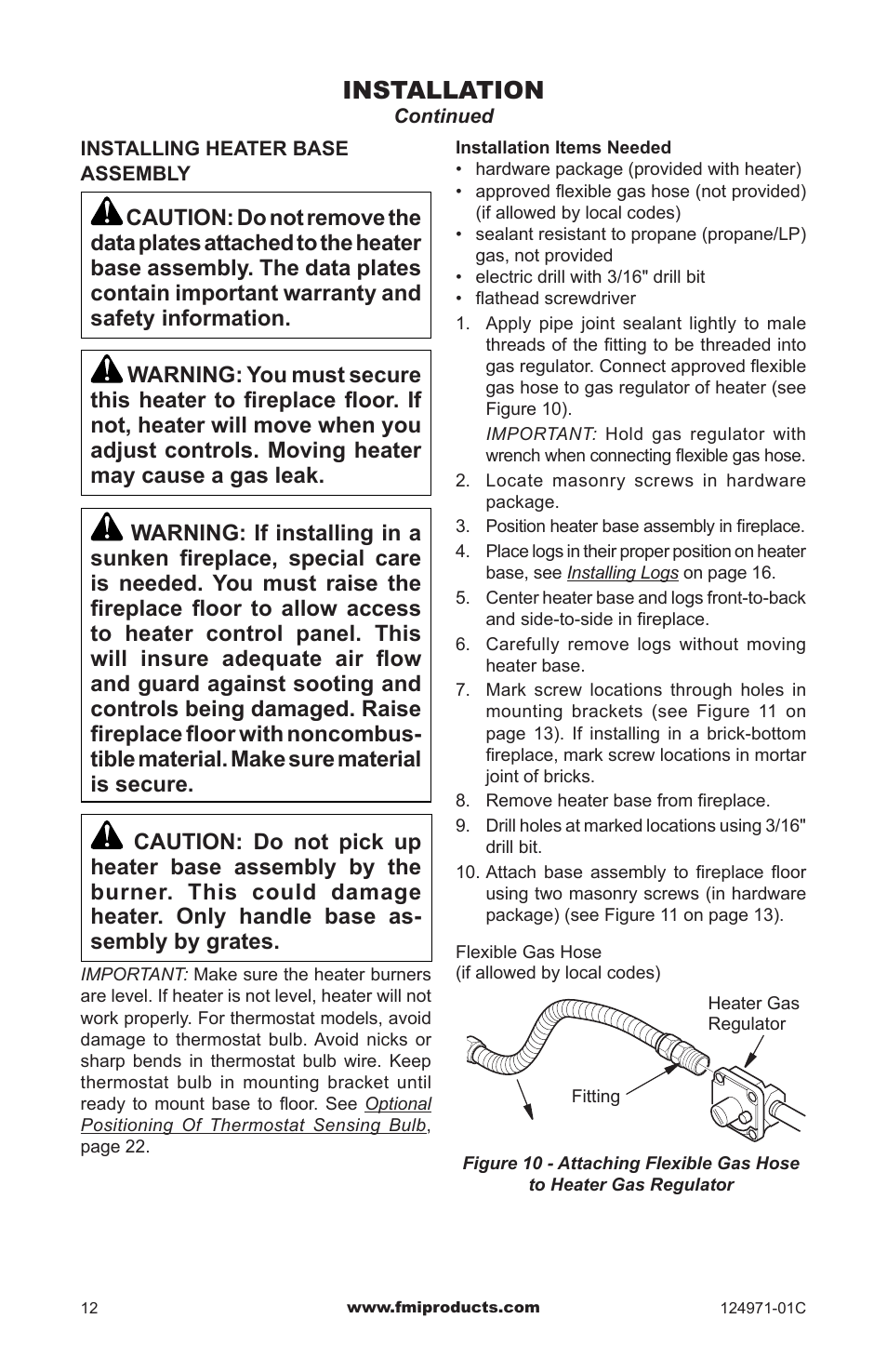 Installation | FMI CCL3018PTA/NTA User Manual | Page 12 / 32