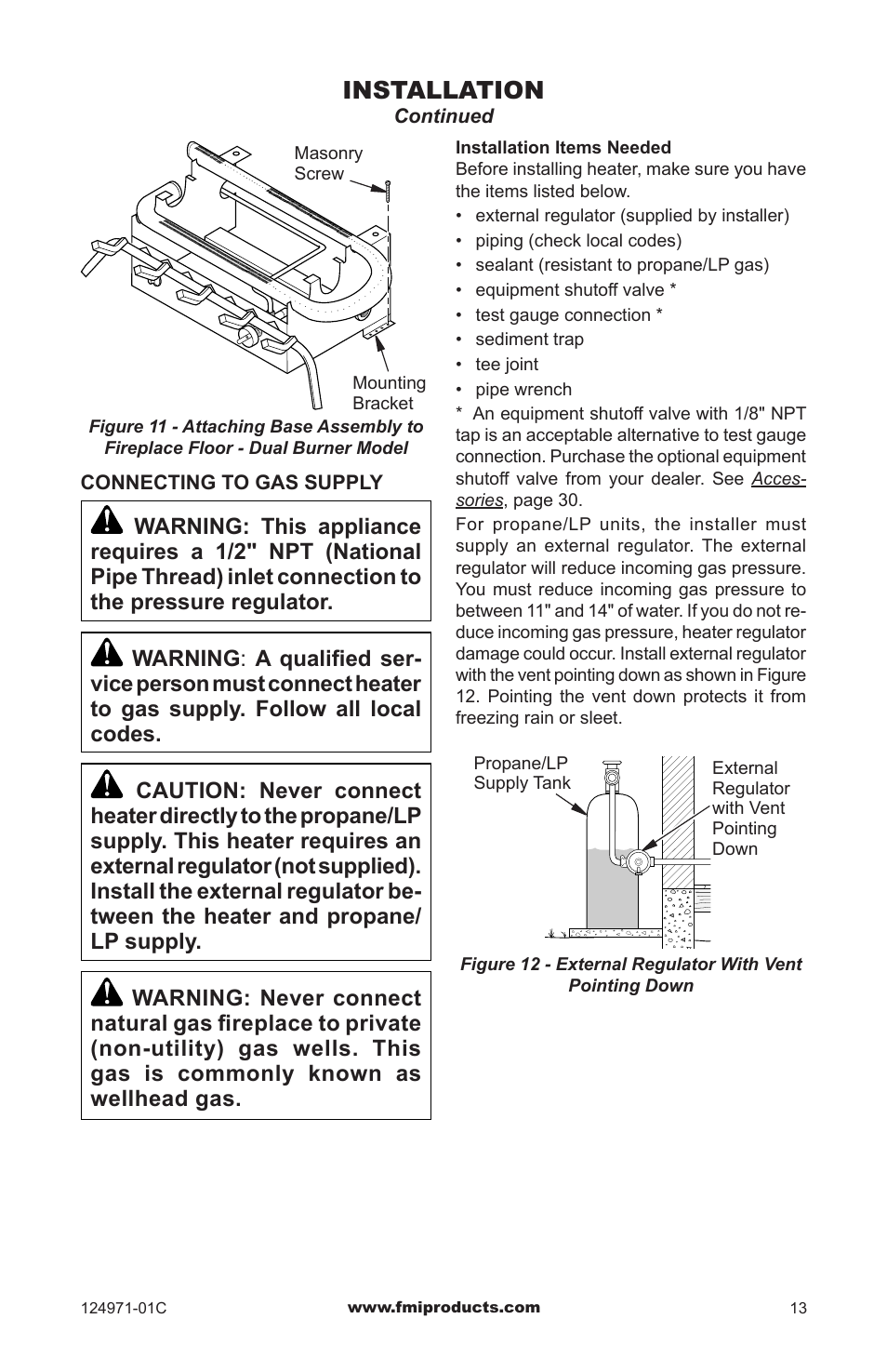 Installation | FMI CCL3018PTA/NTA User Manual | Page 13 / 32