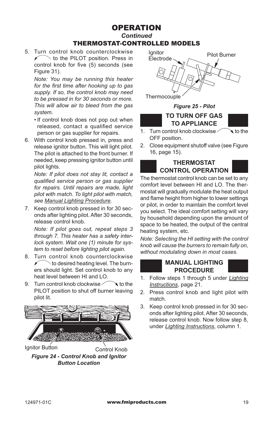 Operation | FMI CCL3018PTA/NTA User Manual | Page 19 / 32