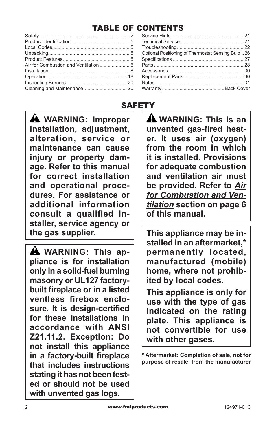 FMI CCL3018PTA/NTA User Manual | Page 2 / 32