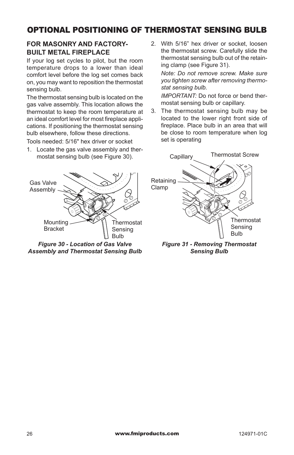 Optional positioning of thermostat sensing bulb | FMI CCL3018PTA/NTA User Manual | Page 26 / 32