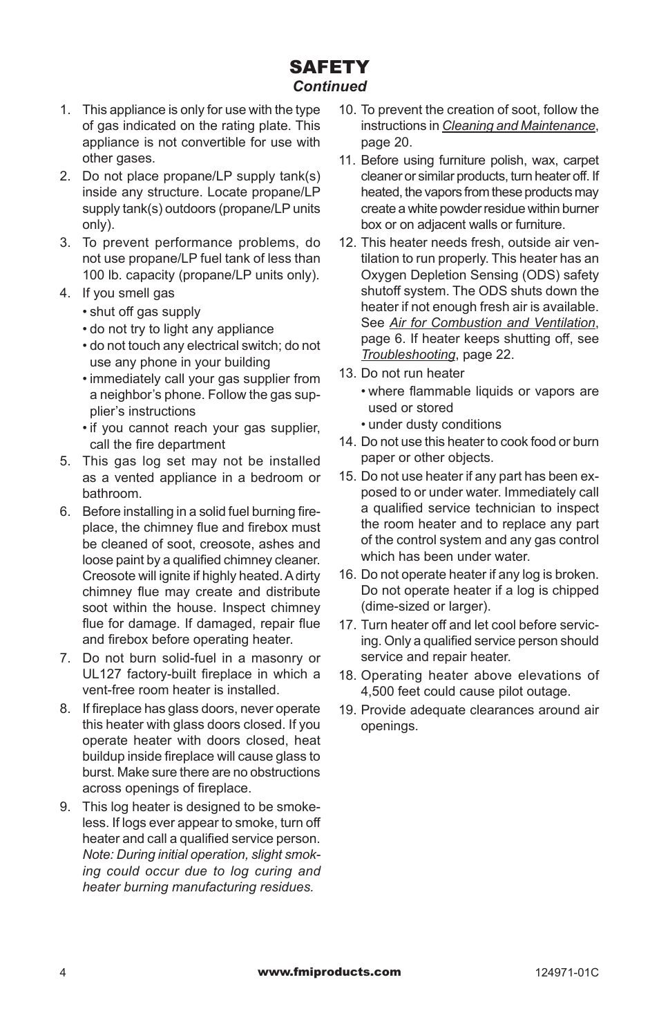 Safety | FMI CCL3018PTA/NTA User Manual | Page 4 / 32