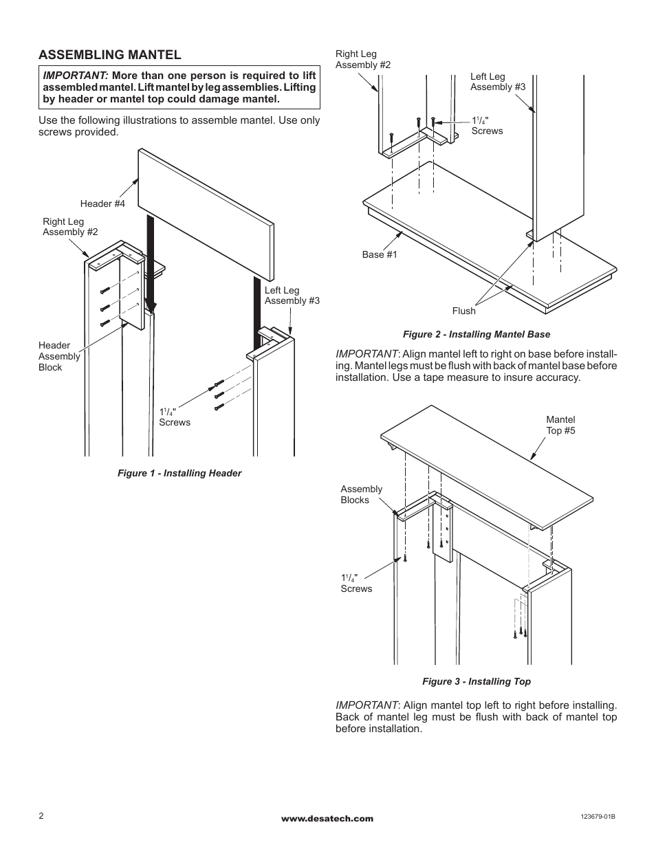 Assembling mantel | FMI Mantel and Base W36TO User Manual | Page 2 / 4