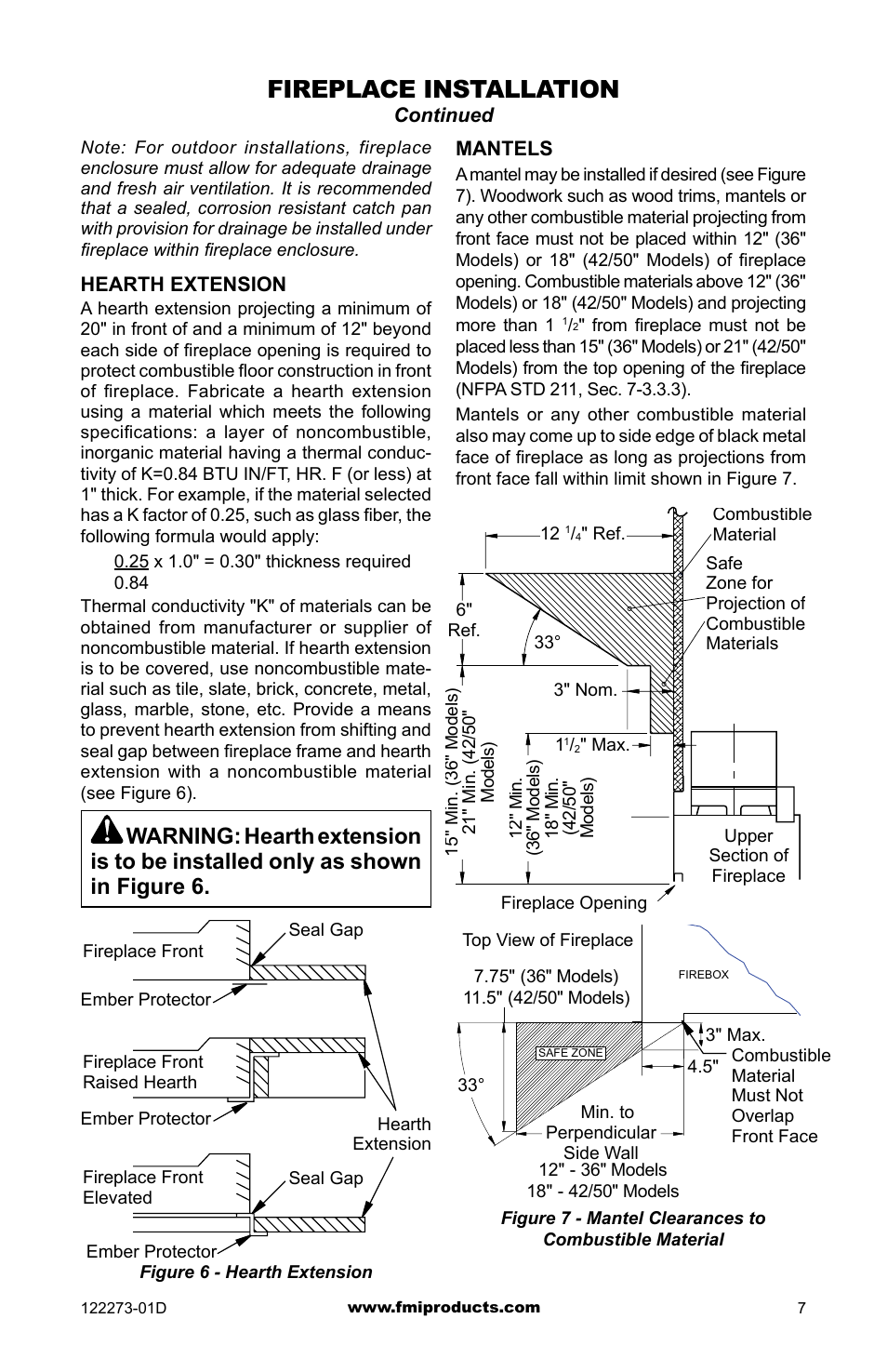 Fireplace installation | FMI (V)JM42 User Manual | Page 7 / 40