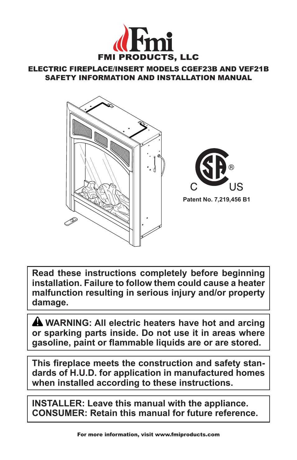 FMI CGEF23B User Manual | 16 pages