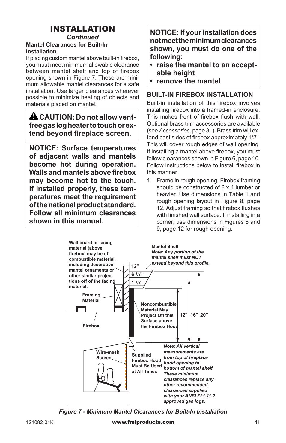 Installation | FMI VSGF36NRC User Manual | Page 11 / 36
