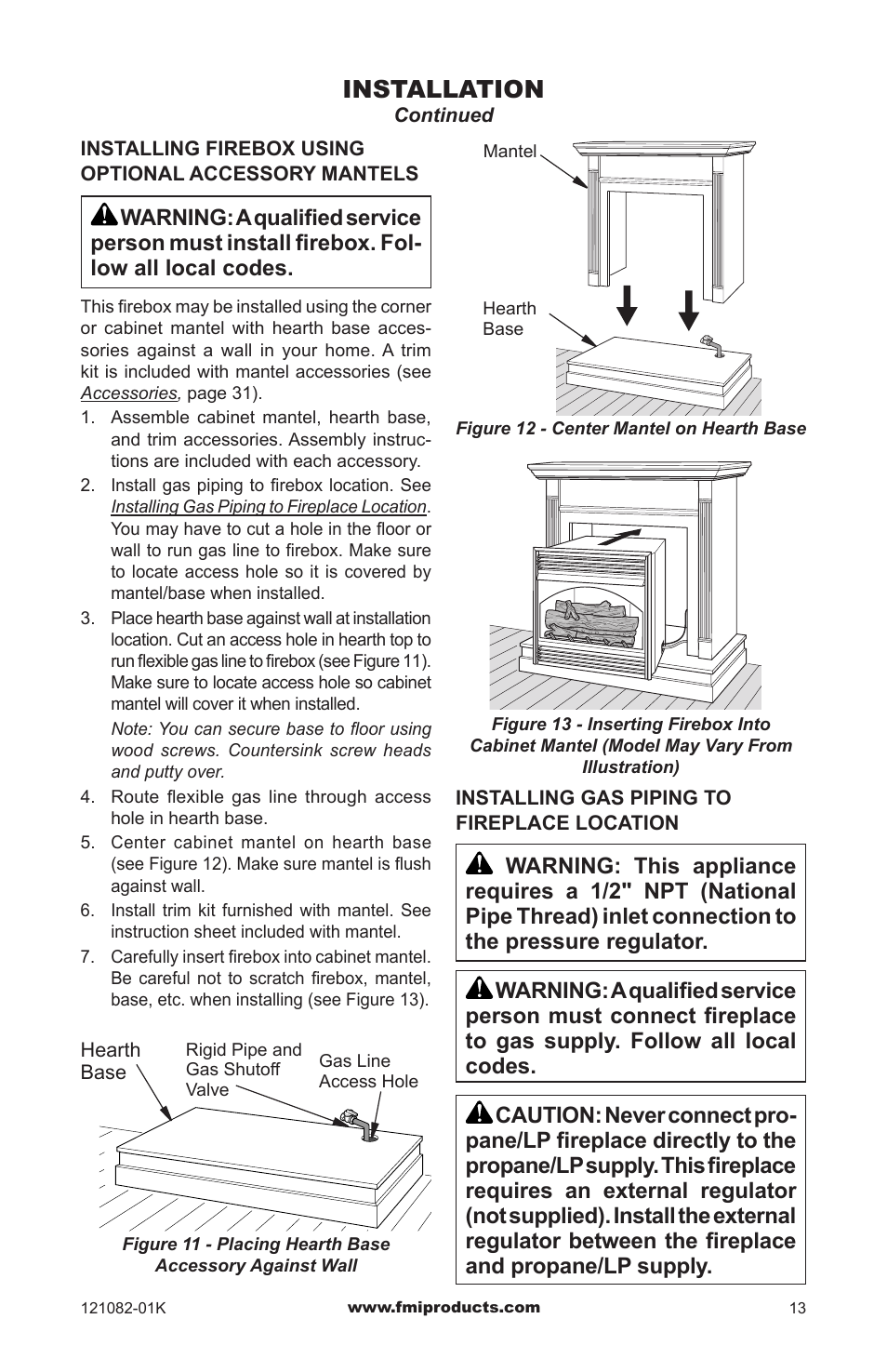 Installation | FMI VSGF36NRC User Manual | Page 13 / 36