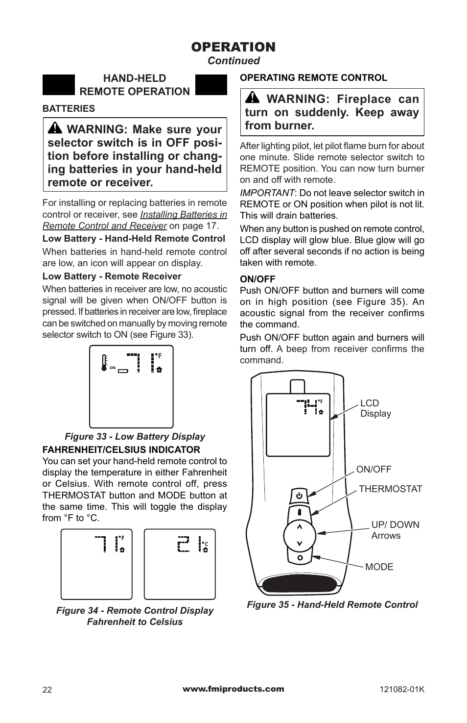 Operation | FMI VSGF36NRC User Manual | Page 22 / 36