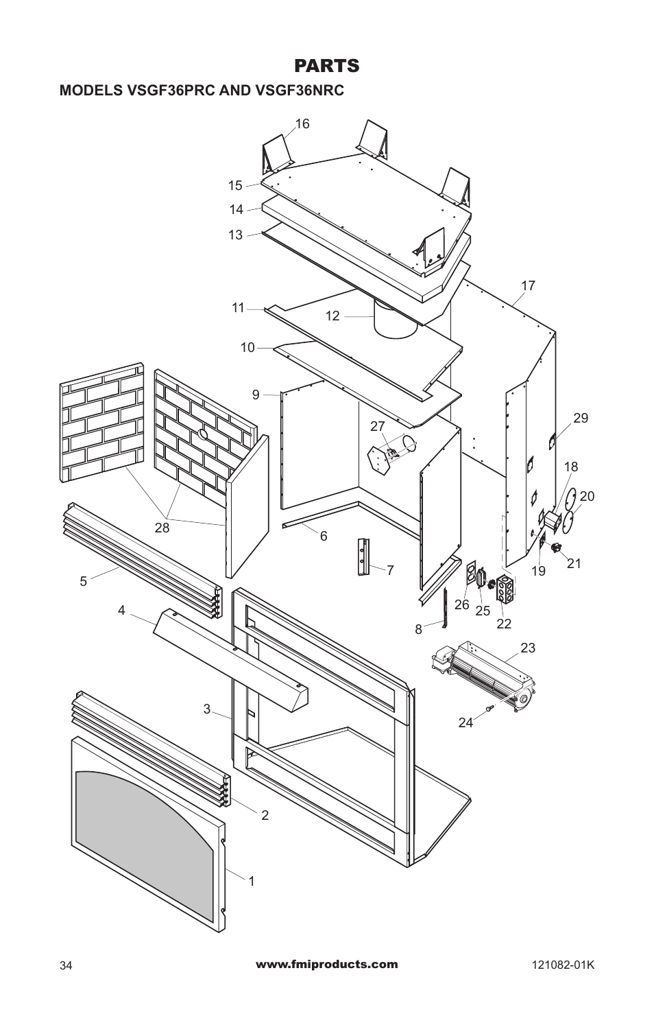 Parts | FMI VSGF36NRC User Manual | Page 34 / 36