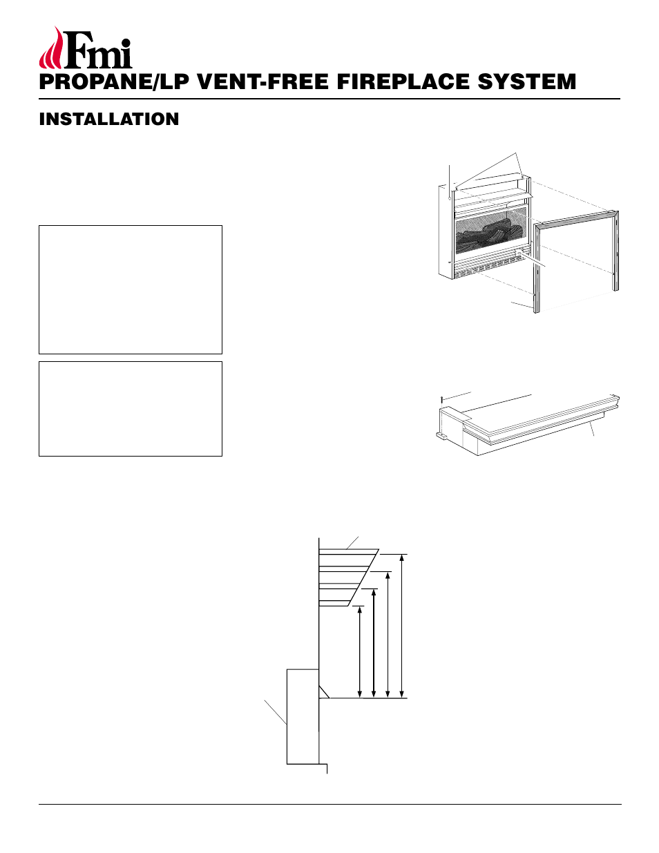 Propane/lp vent-free fireplace system, Installation, Continued | Optional mantel installation | FMI FMH26TP User Manual | Page 10 / 28