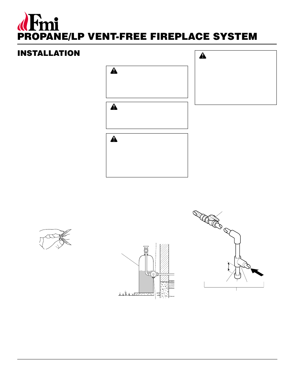 Propane/lp vent-free fireplace system, Installation, Continued | FMI FMH26TP User Manual | Page 14 / 28