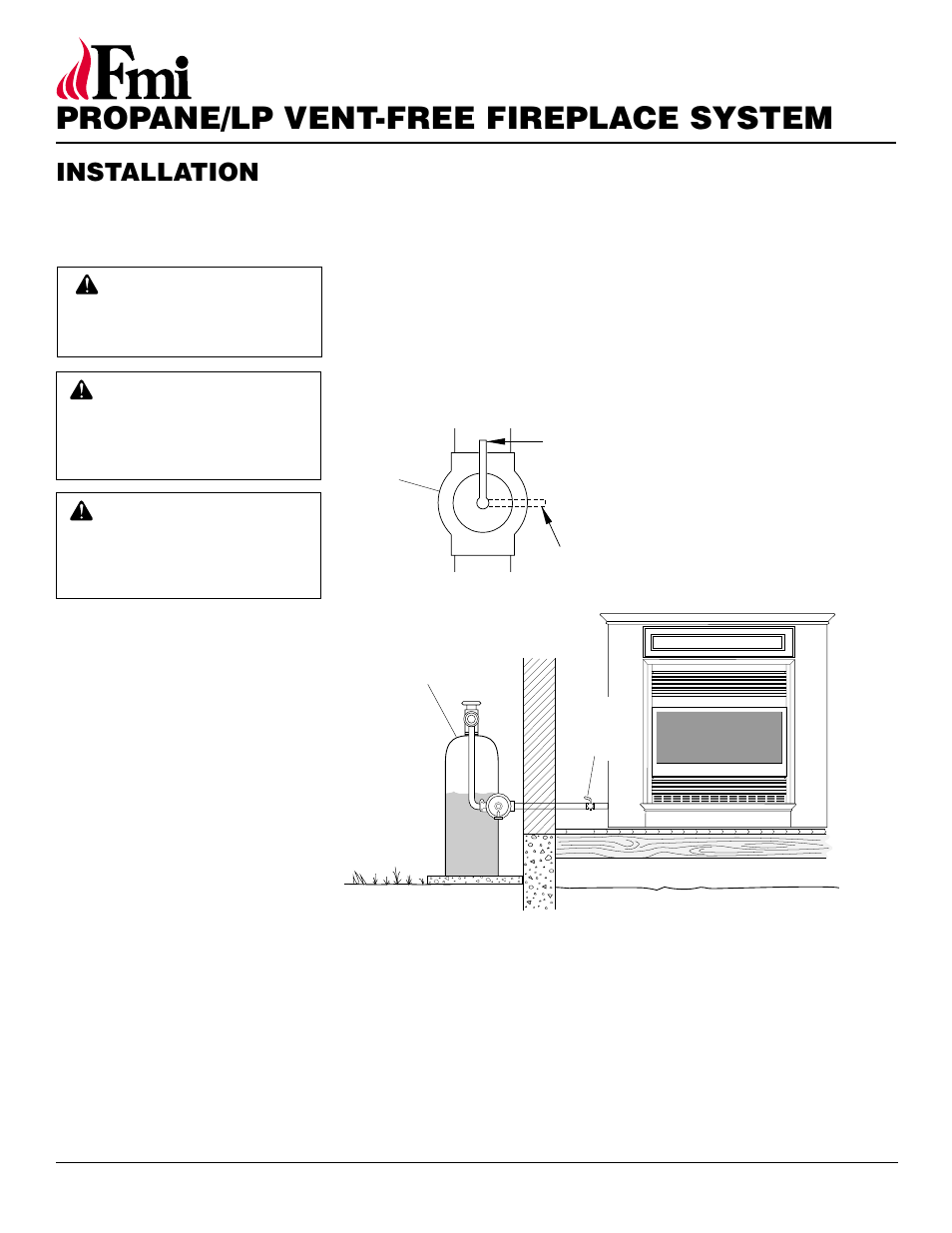Propane/lp vent-free fireplace system, Installation, Continued | FMI FMH26TP User Manual | Page 16 / 28