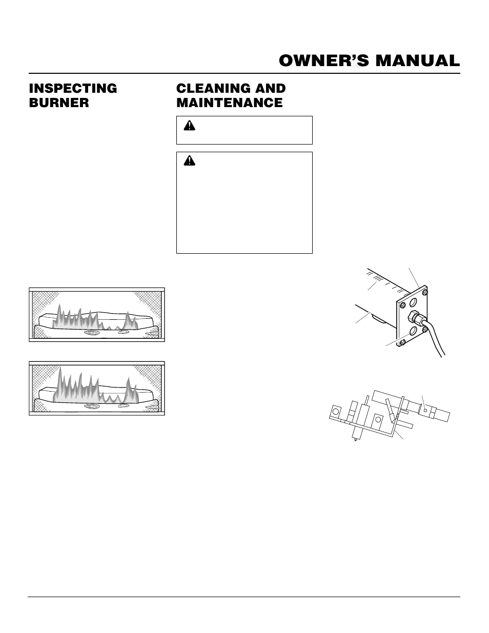 Owner’s manual, Inspecting burner, Cleaning and maintenance | FMI FMH26TP User Manual | Page 19 / 28