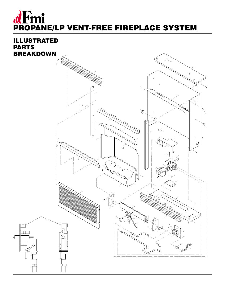 Propane/lp vent-free fireplace system, Illustrated parts breakdown, Fmh26tp | FMI FMH26TP User Manual | Page 24 / 28