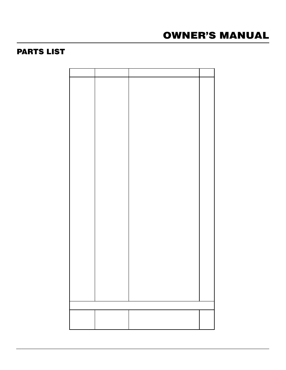 Owner’s manual, Parts list, Fmh26tp | FMI FMH26TP User Manual | Page 25 / 28