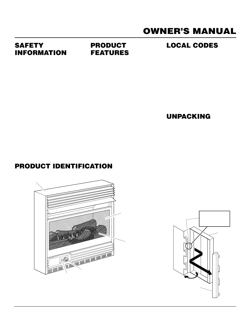 Owner’s manual, Product identification local codes, Product features | Unpacking, Safety information, Continued | FMI FMH26TP User Manual | Page 3 / 28