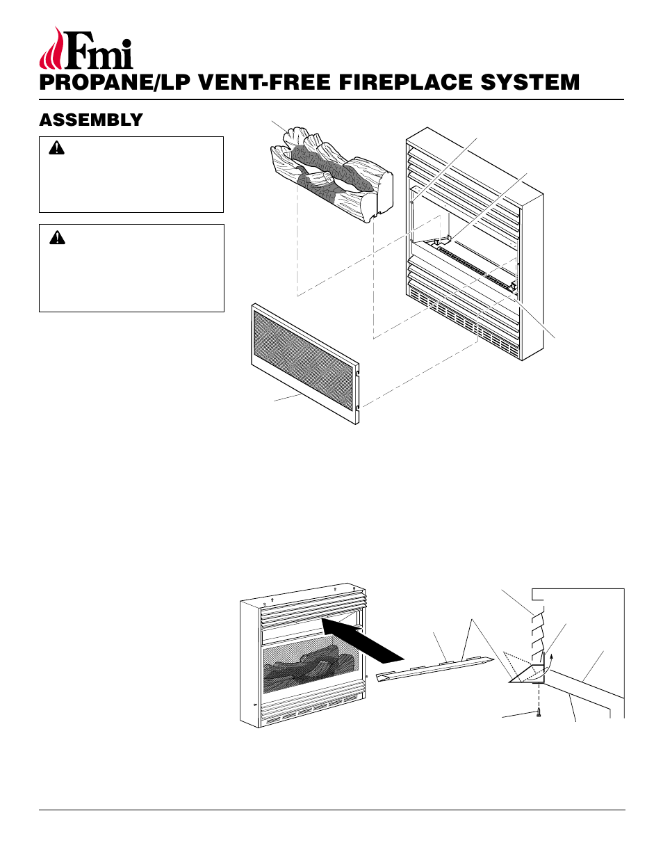 Propane/lp vent-free fireplace system, Assembly | FMI FMH26TP User Manual | Page 4 / 28