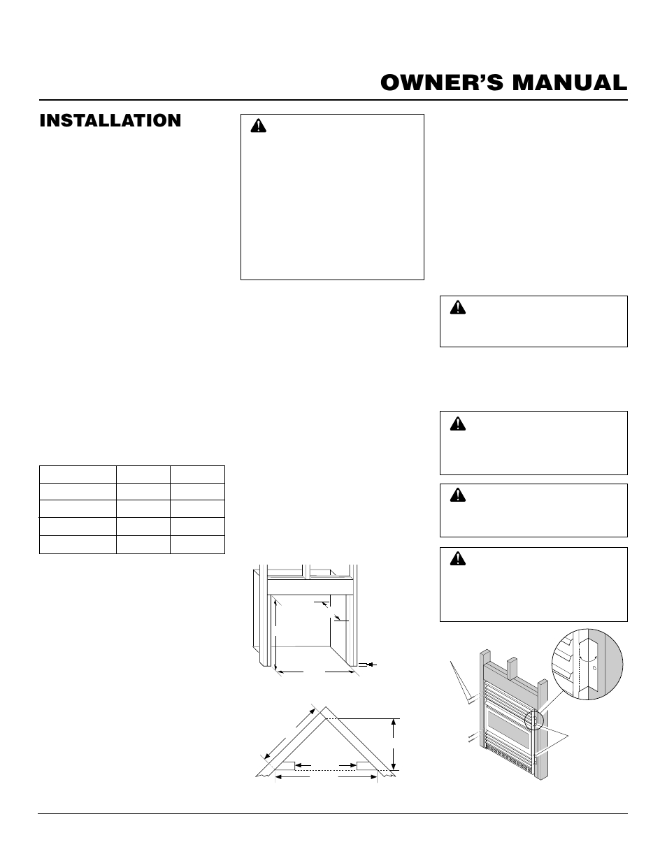 Owner’s manual, Installation, Continued | Built-in fireplace installation | FMI FMH26TP User Manual | Page 9 / 28