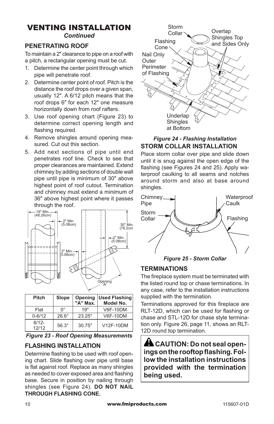 Venting installation | FMI PENINSULA WOODBURNING FIREPLACE (V)PN36-A User Manual | Page 10 / 16