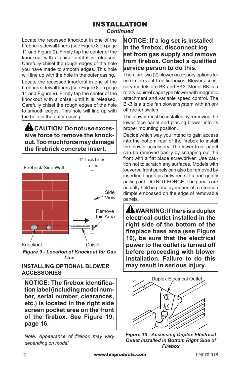 Installation | FMI COMFORTFLAME CGFB32CC User Manual | Page 12 / 20
