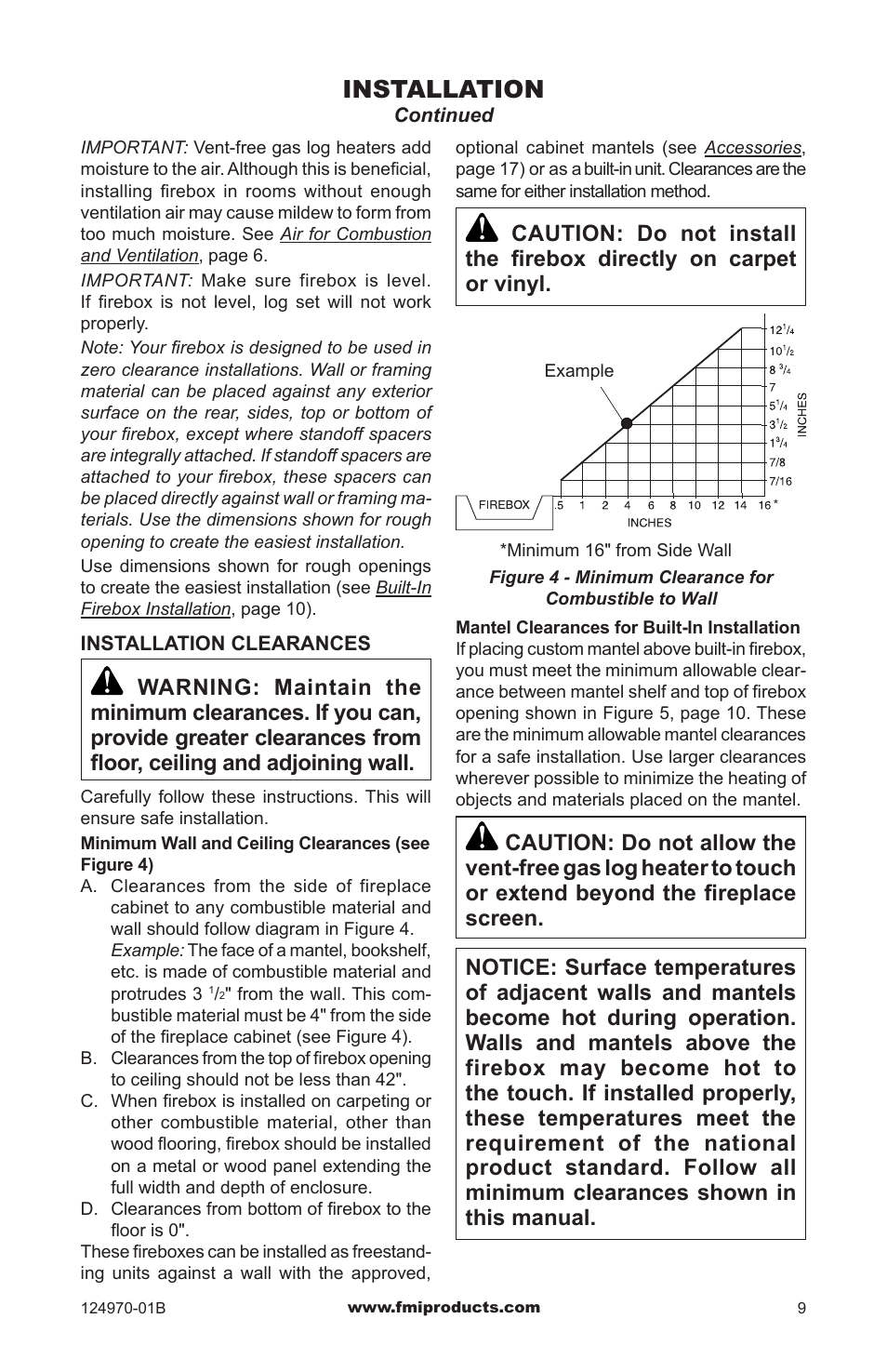 Installation | FMI COMFORTFLAME CGFB32CC User Manual | Page 9 / 20