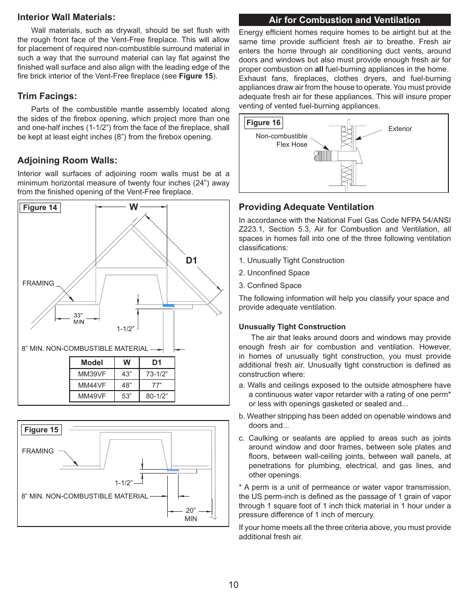 FMI VENT FREE UNIVERSAL MASONRY FIREBOX MM39/44/49VF User Manual | Page 11 / 20