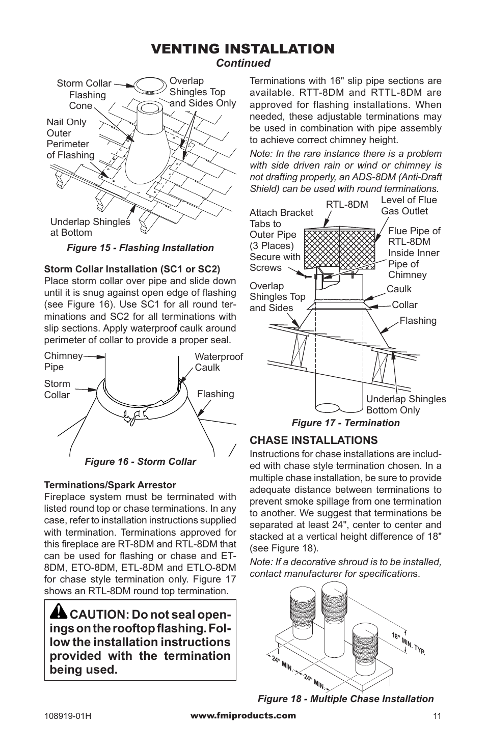 Venting installation | FMI C42MW User Manual | Page 11 / 20