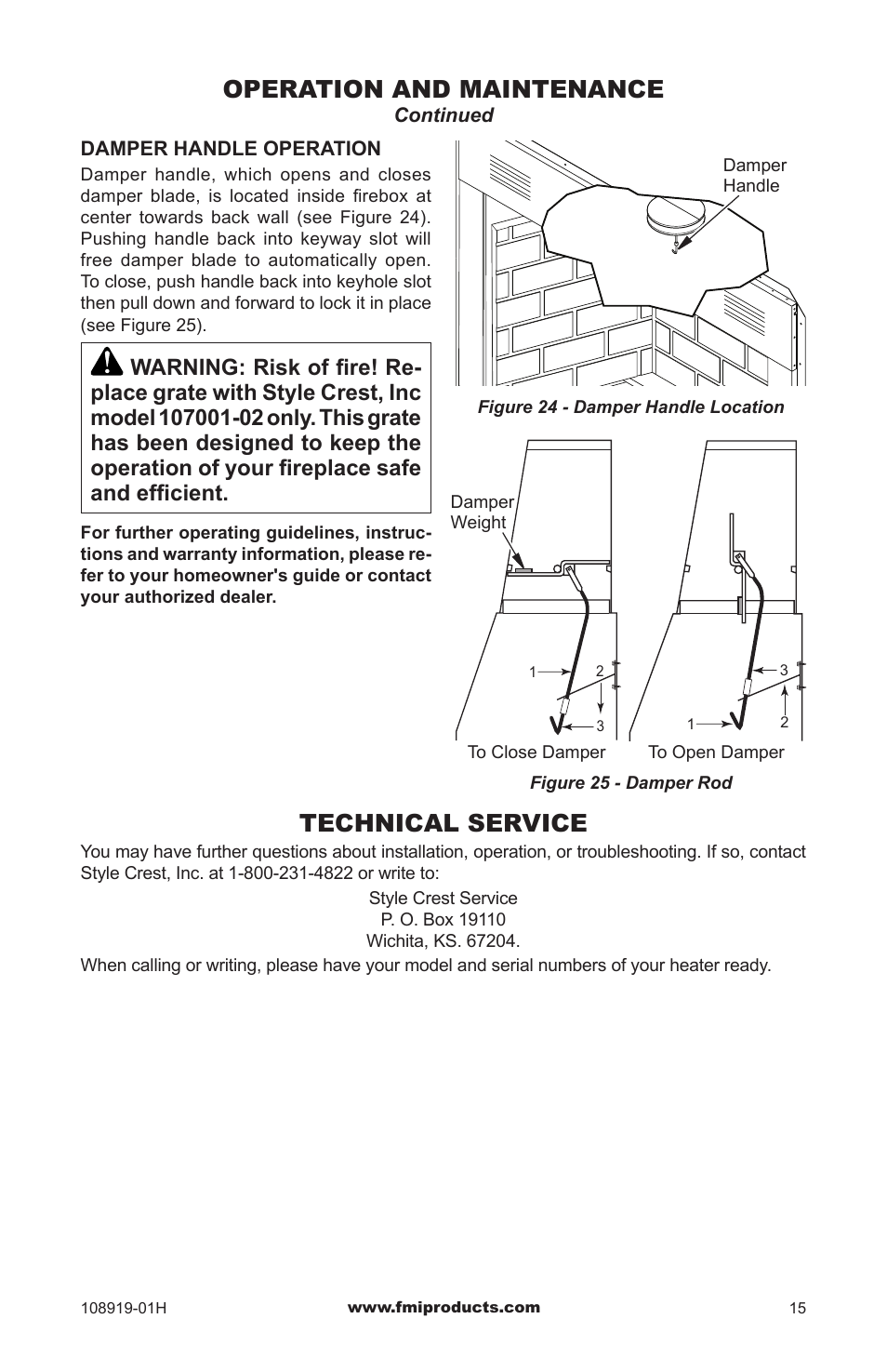 Technical service, Operation and maintenance | FMI C42MW User Manual | Page 15 / 20