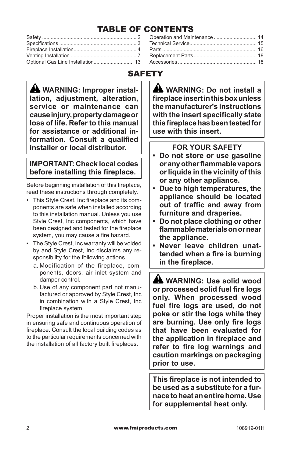 Safety | FMI C42MW User Manual | Page 2 / 20