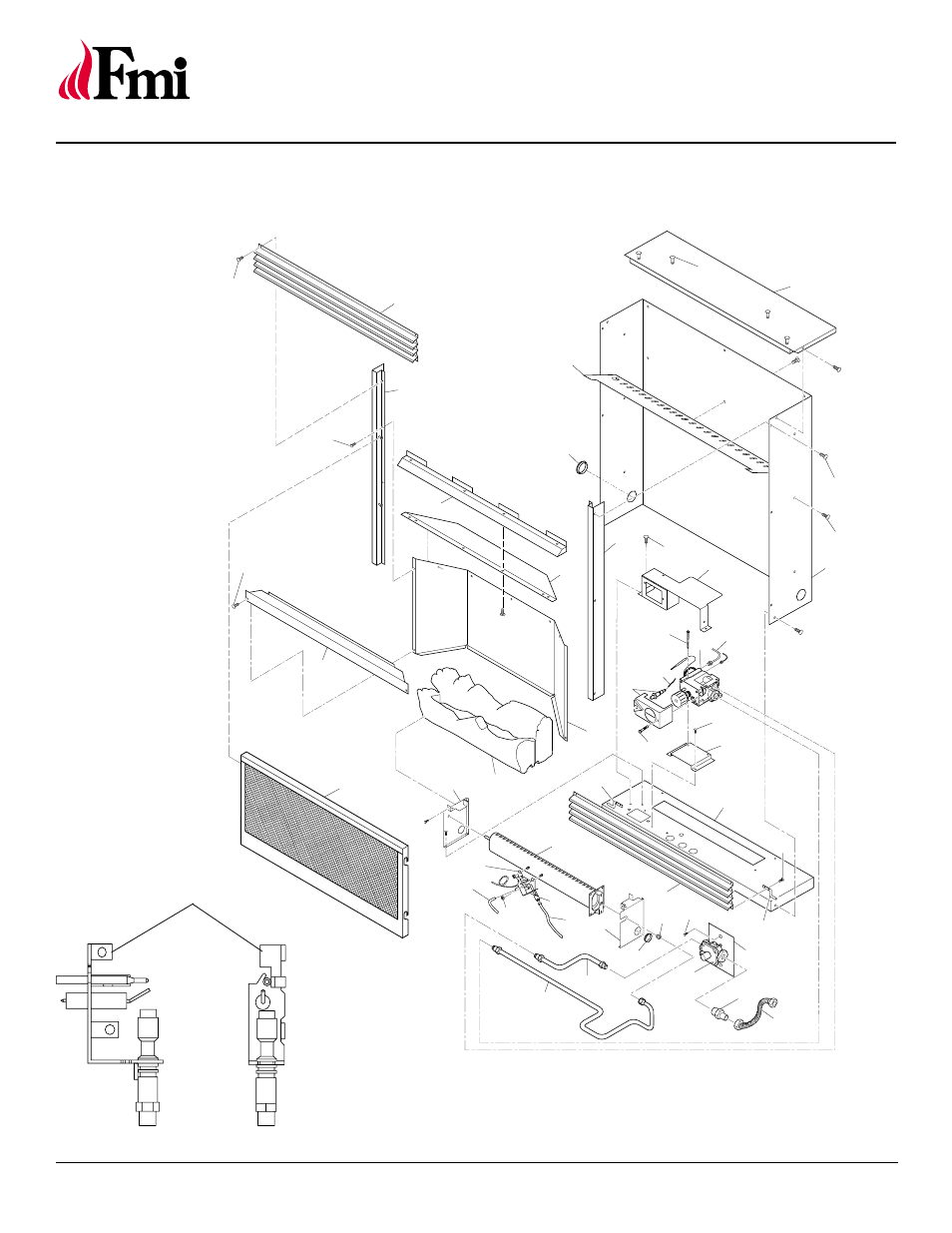 Natural gas vent-free fireplace system, Illustrated parts breakdown, Fmh26tn | FMI FMH26TN User Manual | Page 24 / 28