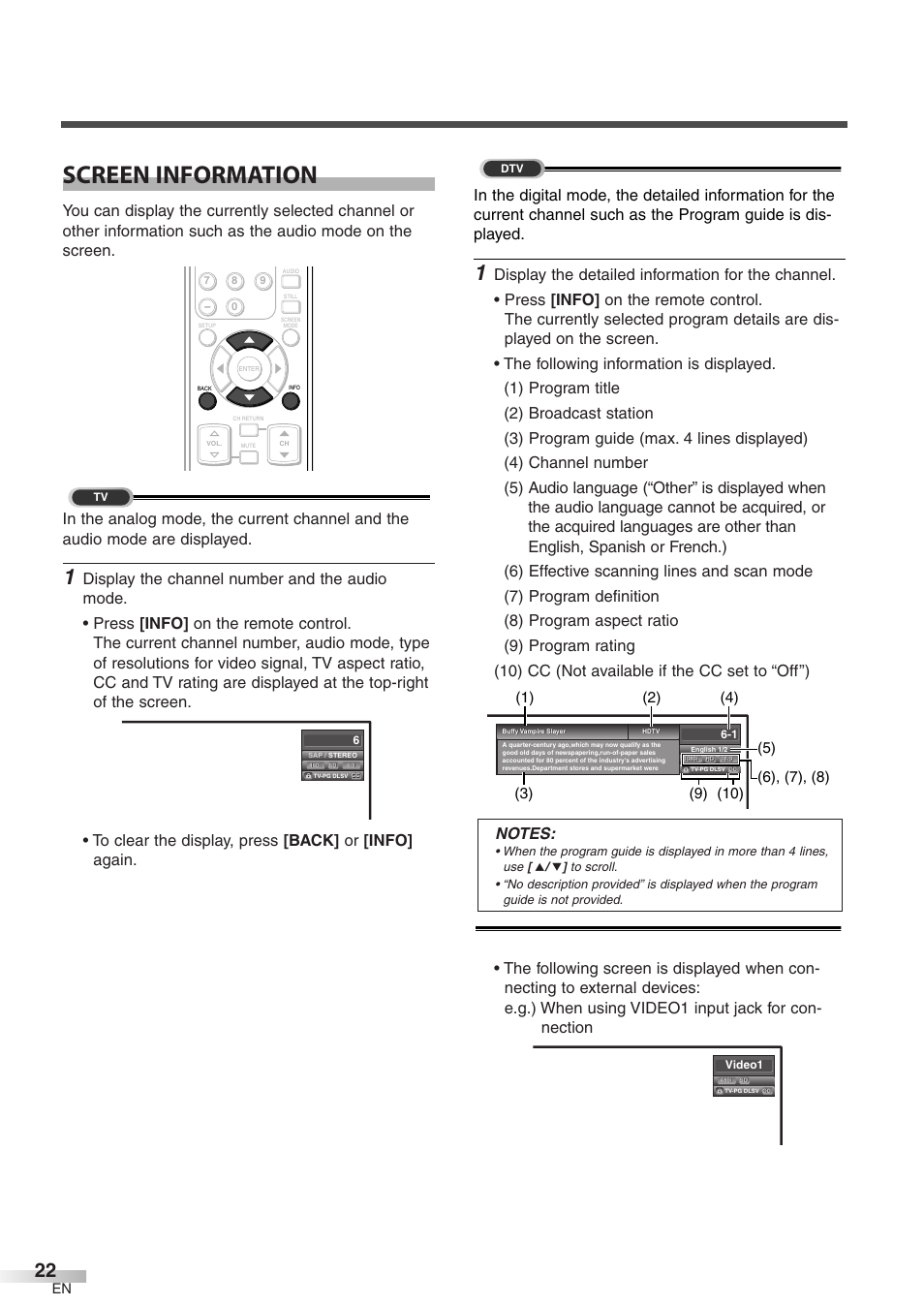 Screen information | FUNAI CIWP4206 A User Manual | Page 22 / 40