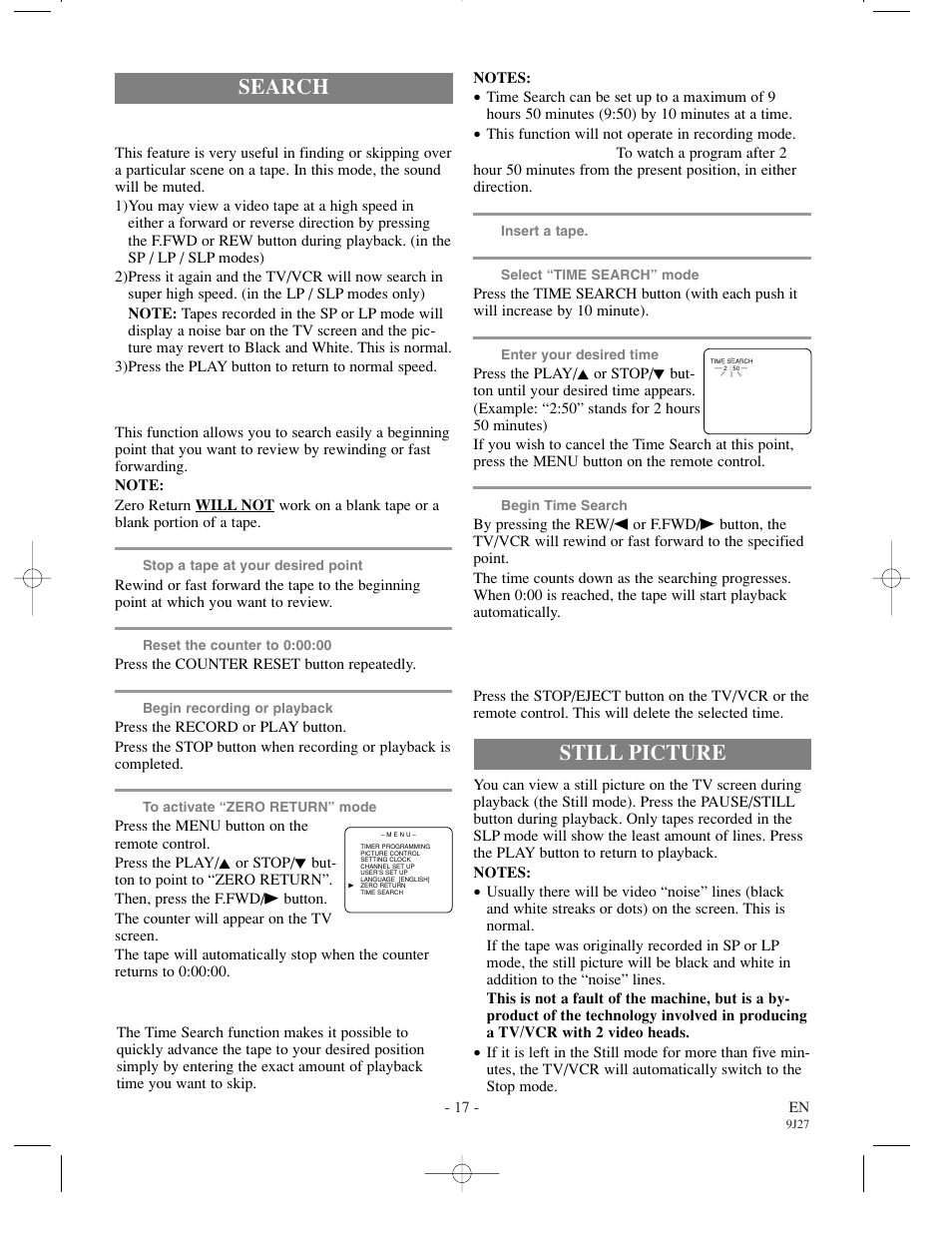 Still picture, Search | FUNAI F3809U User Manual | Page 17 / 32