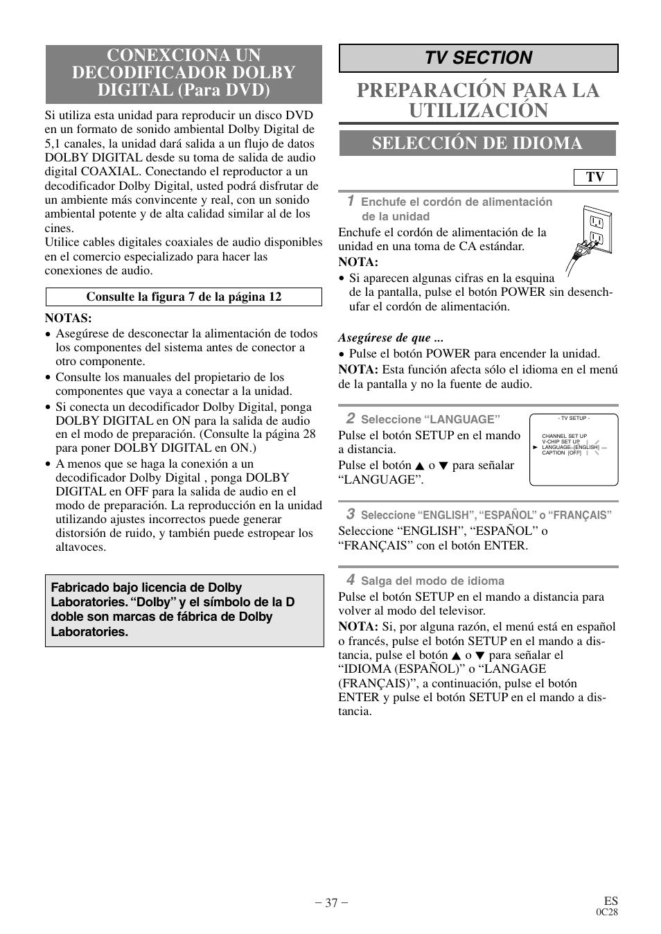 Preparación para la utilización | FUNAI EC520E User Manual | Page 37 / 40