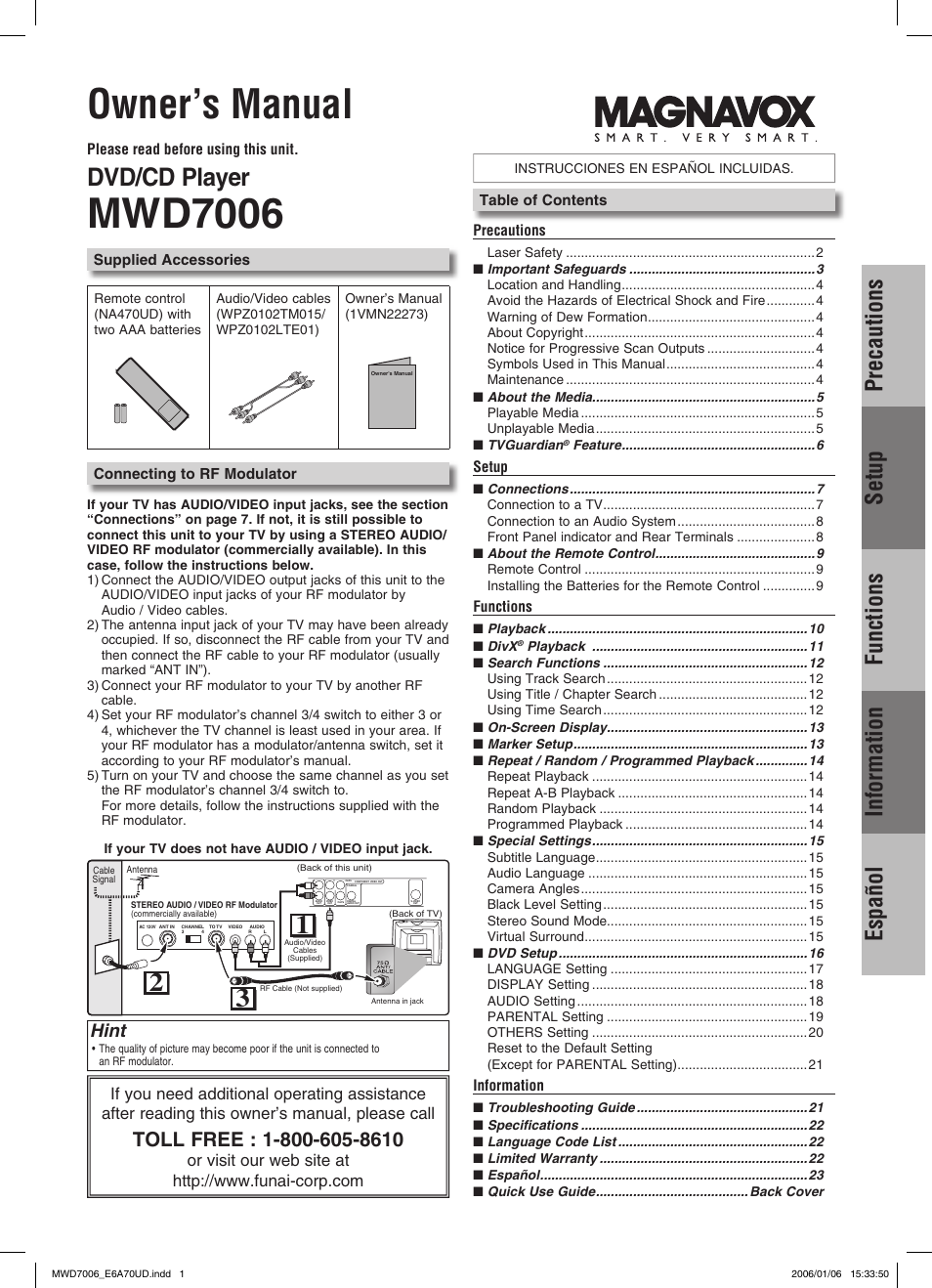 FUNAI MWD7006 User Manual | 24 pages