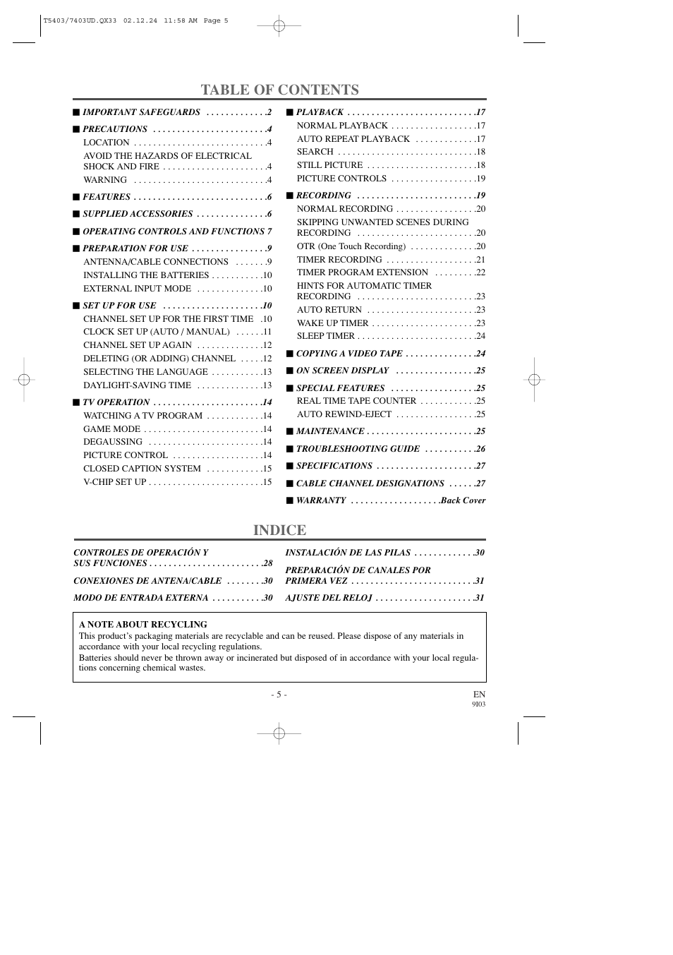 FUNAI SC1903 User Manual | Page 5 / 32