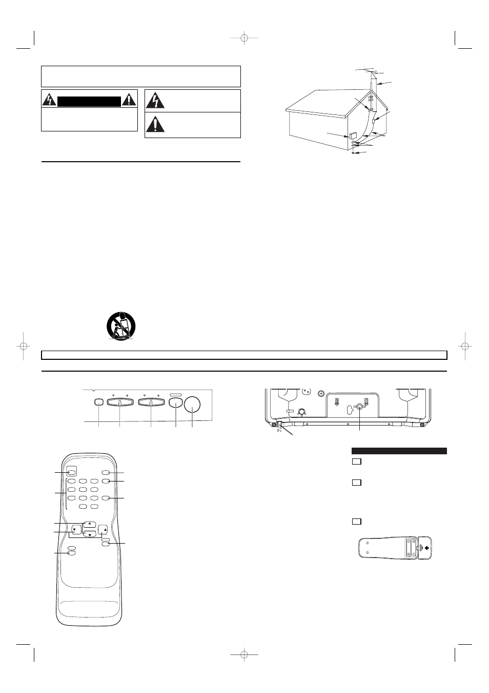 Important safeguards, Operating controls and functions, Installing the batteries | Front panel - - rear panel | FUNAI F413TB User Manual | Page 2 / 8