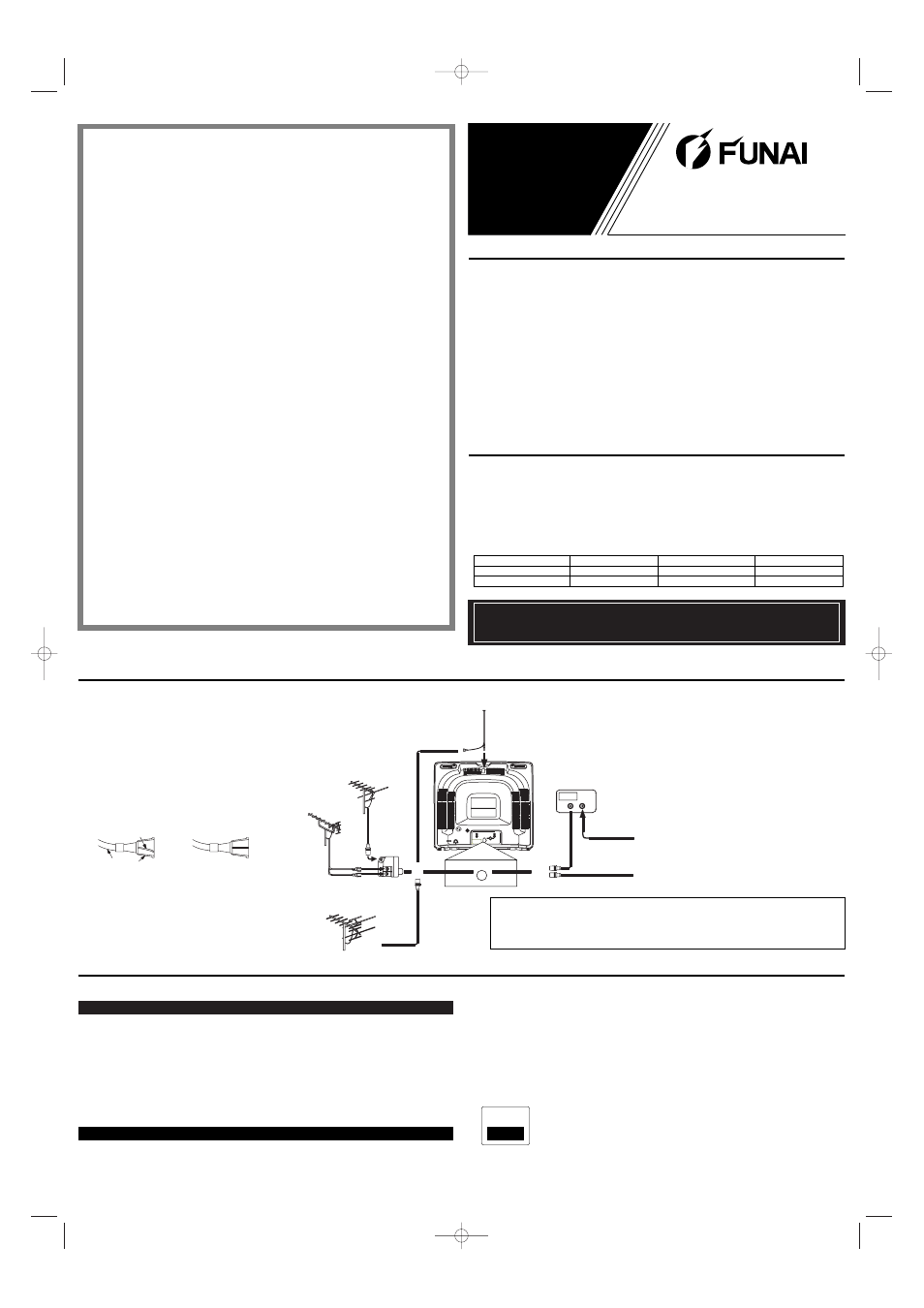 Manual del usuario, F413tb, F419tb | Conexiones de la antena/cable precauciones, Características, Subtitulos narrativos, Televisor a color, 13 pulgadas), 19 pulgadas), Ant.in | FUNAI F413TB User Manual | Page 5 / 8