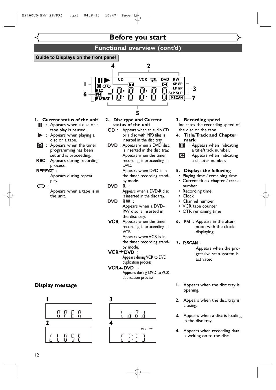 Before you start, Functional overview (cont’d) | FUNAI FDRV90E User Manual | Page 12 / 116