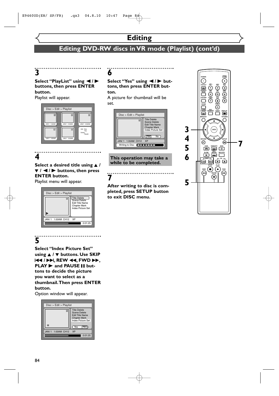 Editing | FUNAI FDRV90E User Manual | Page 84 / 116