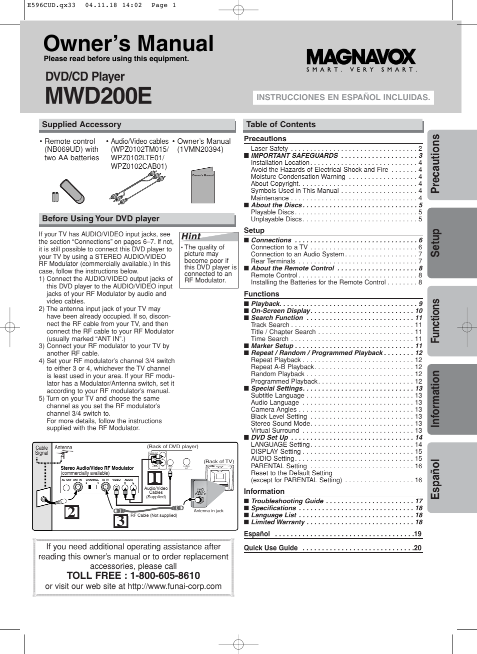 FUNAI MWD200E User Manual | 20 pages