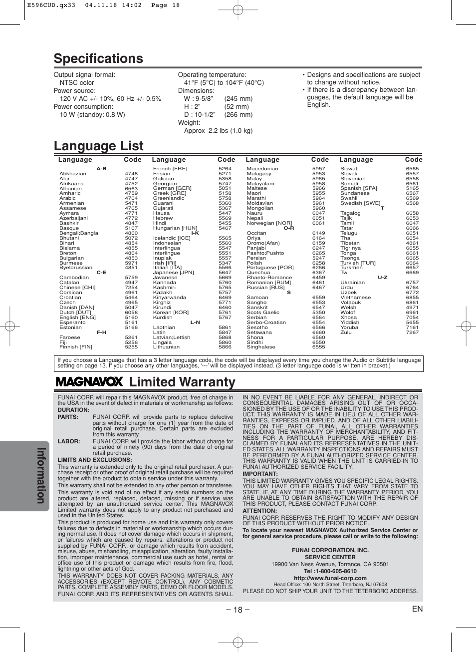 Troubleshooting guide, Information, Inf ormation | FUNAI MWD200E User Manual | Page 17 / 20