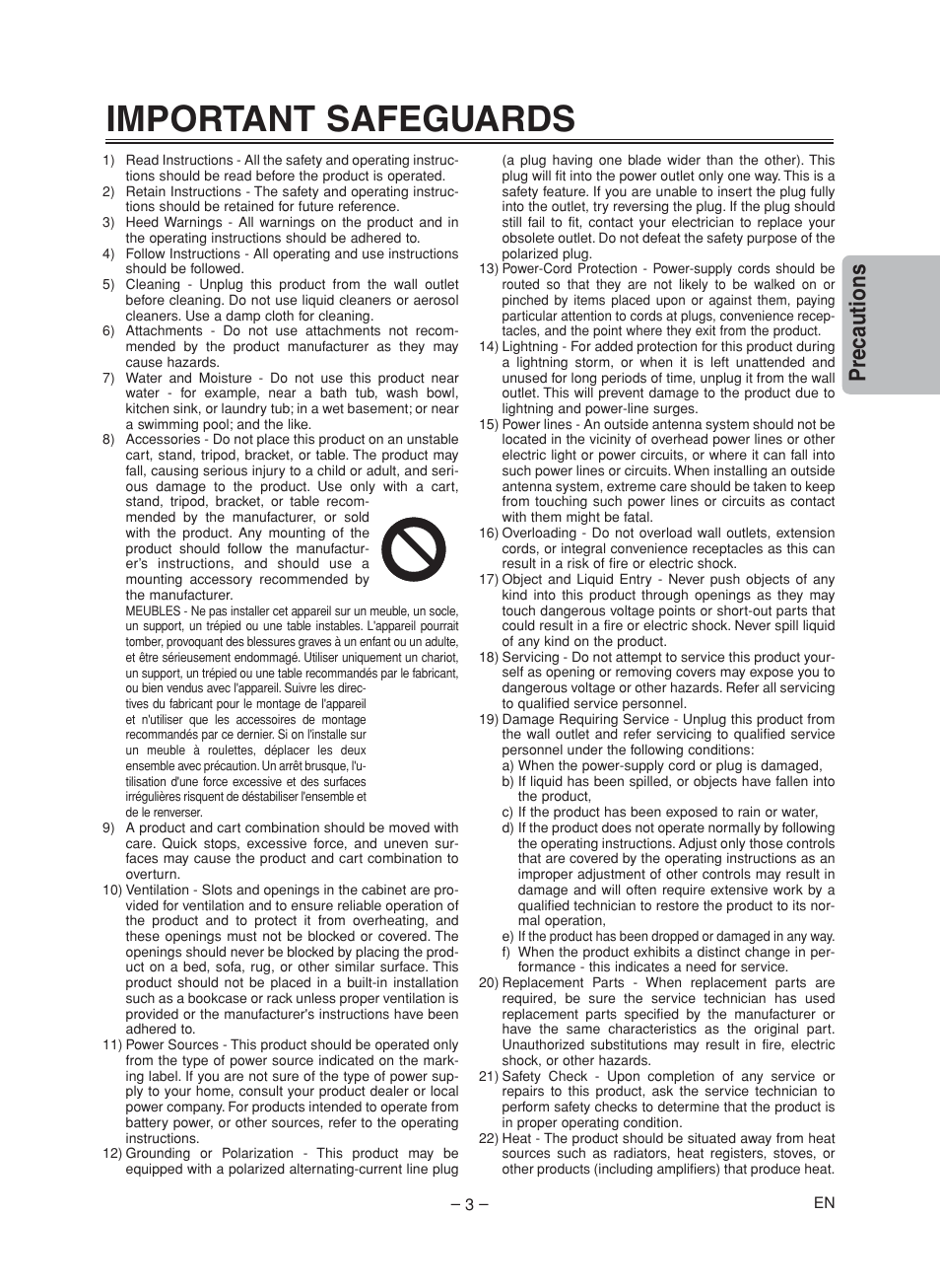 Important safeguards, Precautions | FUNAI MWD200E User Manual | Page 3 / 20