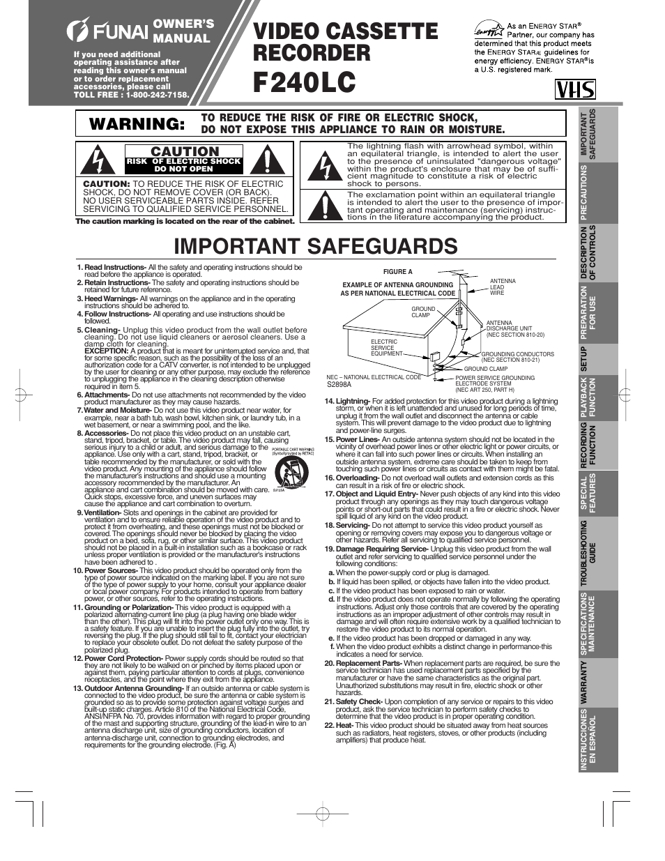 FUNAI F240LC User Manual | 8 pages