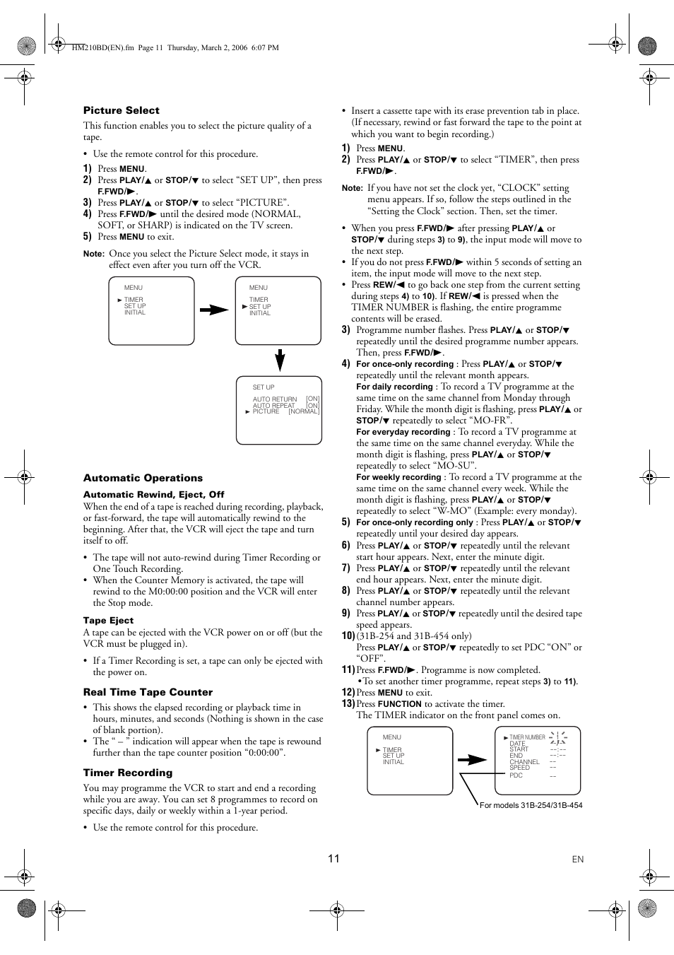 FUNAI VHS 31B-254 User Manual | Page 11 / 16