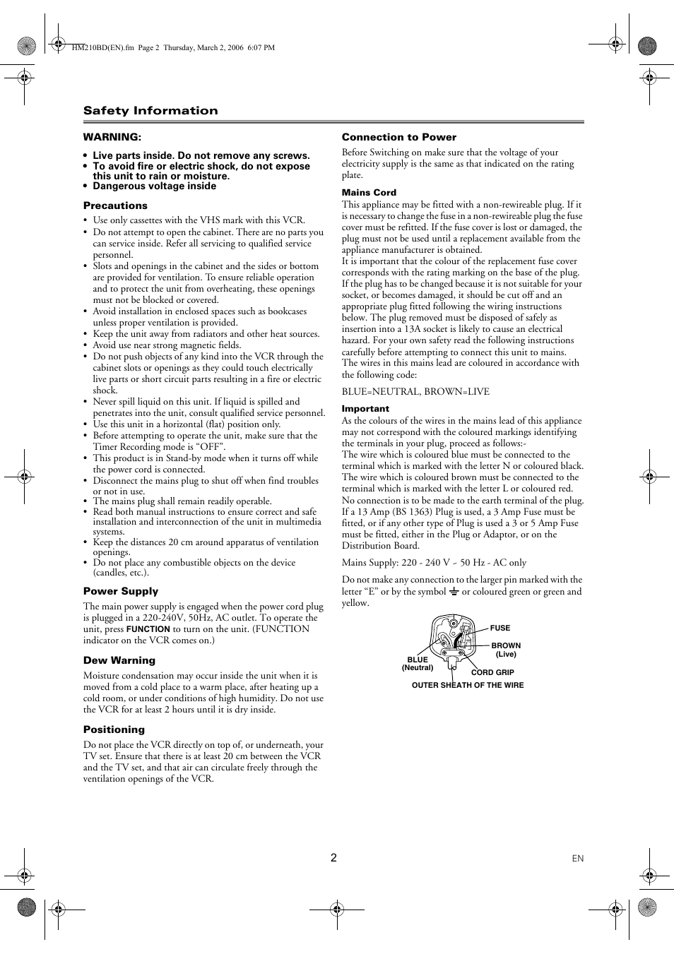 FUNAI VHS 31B-254 User Manual | Page 2 / 16