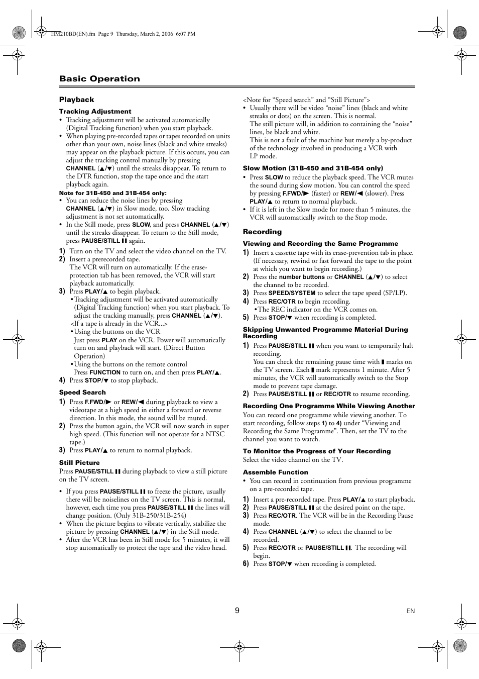 FUNAI VHS 31B-254 User Manual | Page 9 / 16