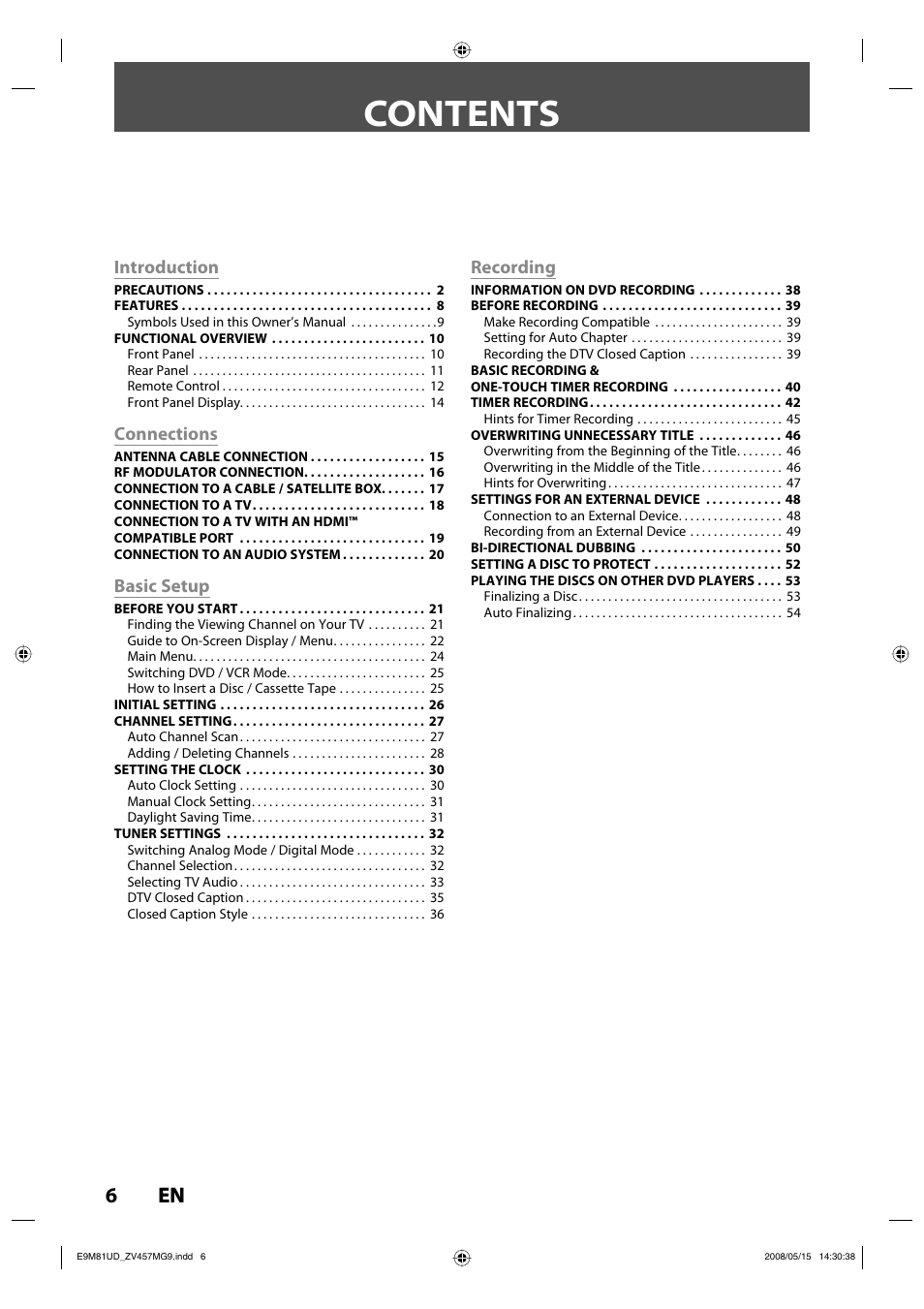FUNAI ZV457MG9 User Manual | Page 8 / 110