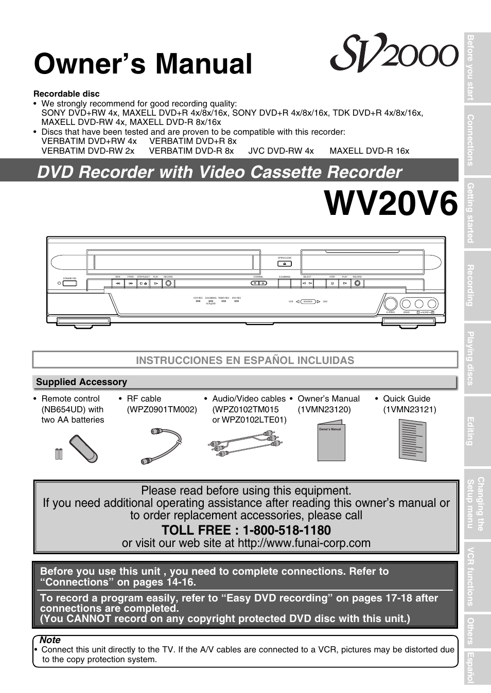 FUNAI SV2000 WV20V6 User Manual | 90 pages