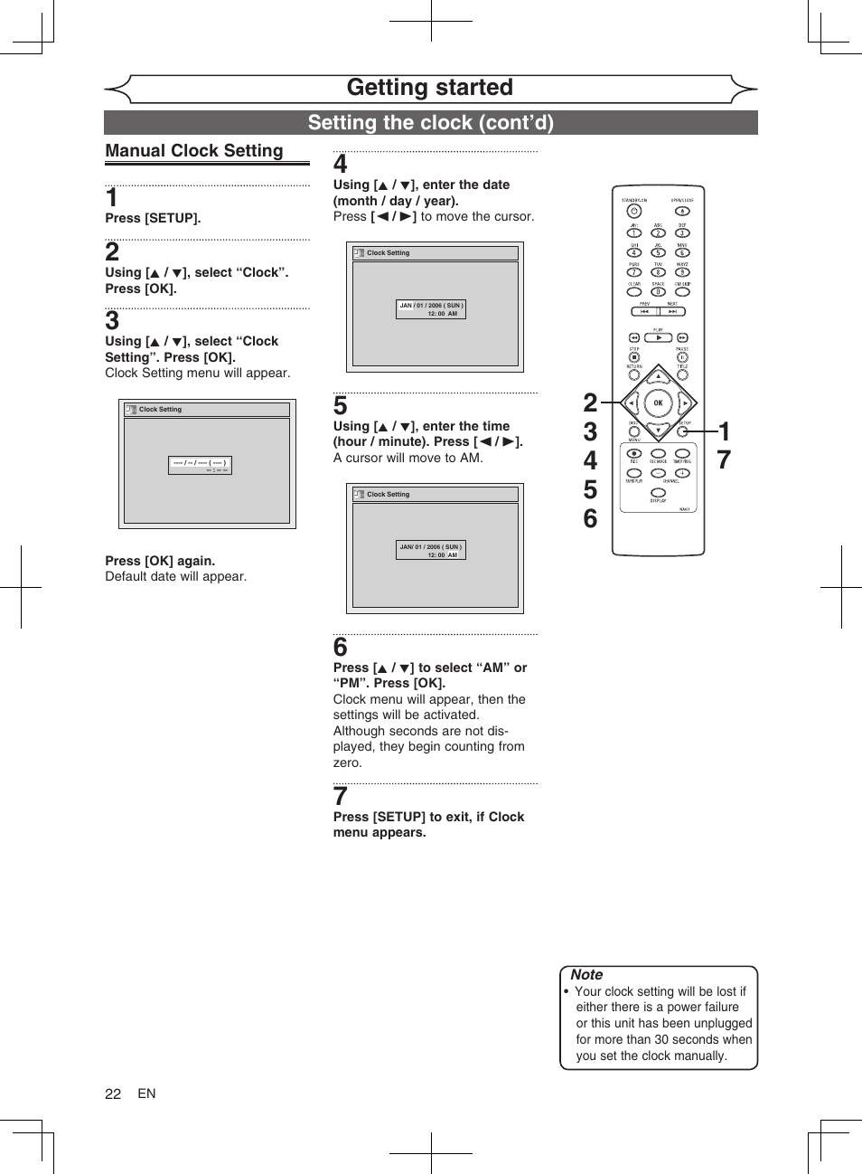 Getting started, Setting the clock (cont’d) | FUNAI MWR10D6 User Manual | Page 24 / 82