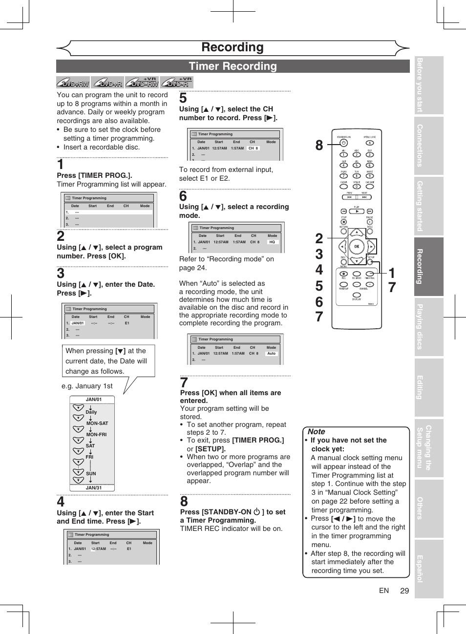 Recording, Timer recording | FUNAI MWR10D6 User Manual | Page 31 / 82